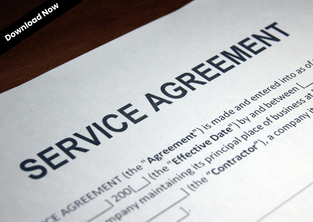 Formal printed service agreement form for independent disability support workers.